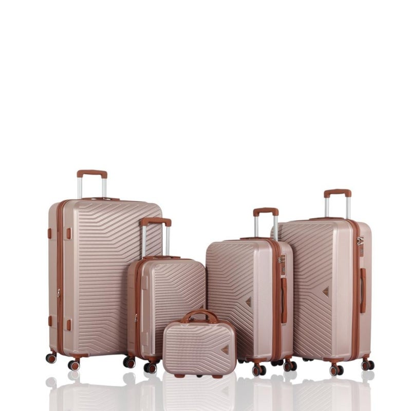 أفياتور طقم حقائب سفر دبش عروسة - مكون من 5قطع يشمل  -بكفرات دبل صامتة - ماركة AVIATOR - Image 1